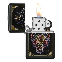 ⭐ Encendedor Zippo Stamp Dragón neón 49396 Negro