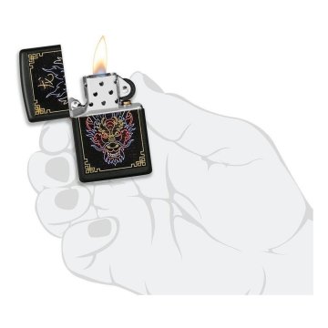 ⭐ Encendedor Zippo Stamp Dragón neón 49396 Negro