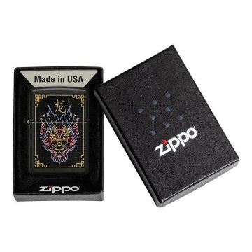 ⭐ Encendedor Zippo Stamp Dragón neón 49396 Negro