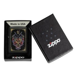 ⭐ Encendedor Zippo Stamp Dragón neón 49396 Negro