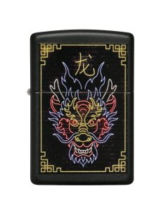 ⭐ Encendedor Zippo Stamp Dragón neón 49396 Negro