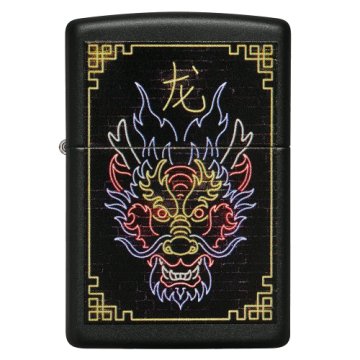 ⭐ Encendedor Zippo Stamp Dragón neón 49396 Negro