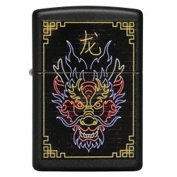 ⭐ Encendedor Zippo Stamp Dragón neón 49396 Negro