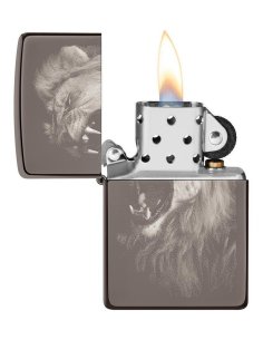 ⭐ Encendedor Zippo Stamp Lion Ice León 49433 Negro 2