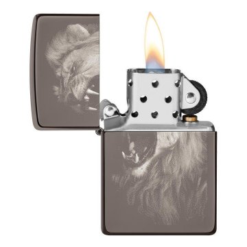 ⭐ Encendedor Zippo Stamp Lion Ice León 49433 Negro