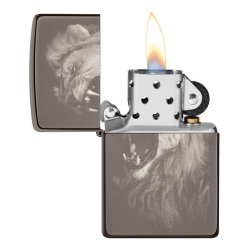⭐ Encendedor Zippo Stamp Lion Ice León 49433 Negro