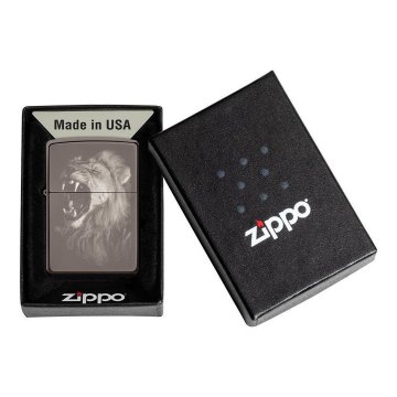 ⭐ Encendedor Zippo Stamp Lion Ice León 49433 Negro