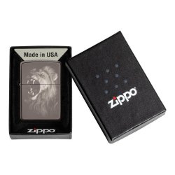 ⭐ Encendedor Zippo Stamp Lion Ice León 49433 Negro
