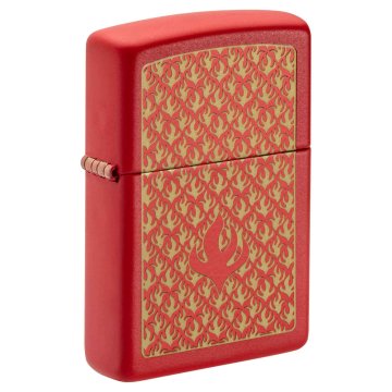 ⭐ Encendedor Zippo Stamp flames red 49573 Negro