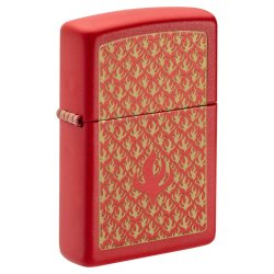 ⭐ Encendedor Zippo Stamp flames red 49573 Negro