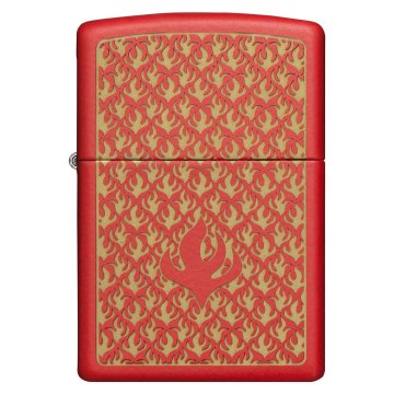 ⭐ Encendedor Zippo Stamp flames red 49573 Negro