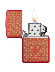 ⭐ Encendedor Zippo Stamp flames red 49573 Negro 2