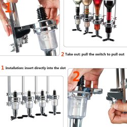 ⭐ Dispensador Licor 4 Botellas Licorera Acero Inoxidable Vino