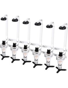 ⭐ Dispensador Licor 6 Botellas Licorera Acero Inoxidable Vino