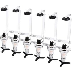 ⭐ Dispensador Licor 6 Botellas Licorera Acero Inoxidable Vino