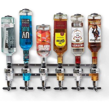 ⭐ Dispensador Licor 6 Botellas Licorera Acero Inoxidable Vino