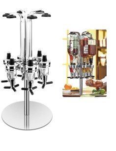 ⭐  Dispensador Licor 6 Botellas Vino Soporte Botellas Giratoria