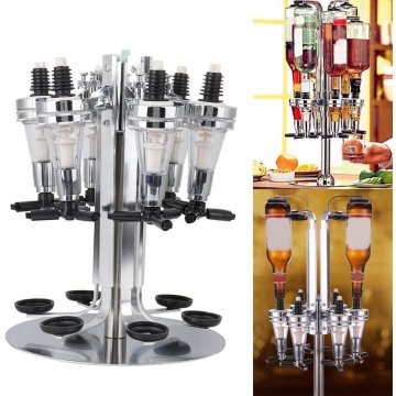 ⭐  Dispensador Licor 6 Botellas Vino Soporte Botellas Giratoria