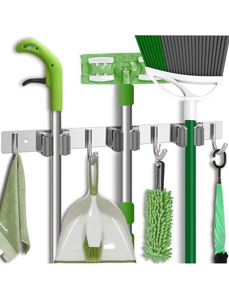 ⭐ Soporte Organizador Escobas Acero Inoxidable Multiusos ⭐ Soporte Organizador Escobas Acero Inoxidable Multiusos