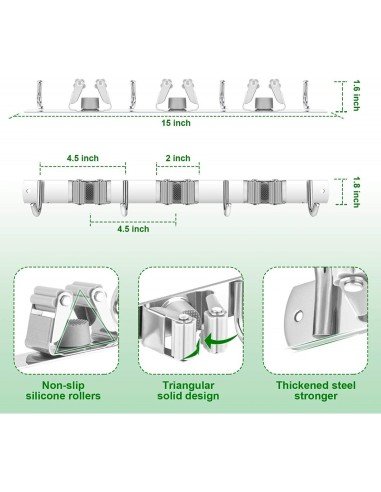⭐ Soporte Organizador Escobas Acero Inoxidable Multiusos