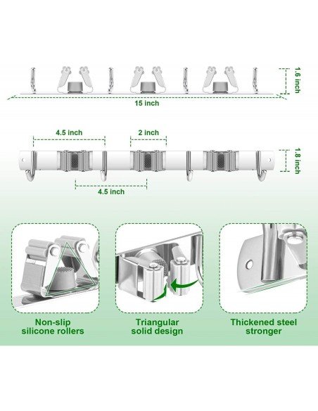 ⭐ Soporte Organizador Escobas Acero Inoxidable Multiusos ⭐ Soporte Organizador Escobas Acero Inoxidable Multiusos