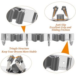 ⭐ Soporte Organizador Escobas Acero Inoxidable Multiusos