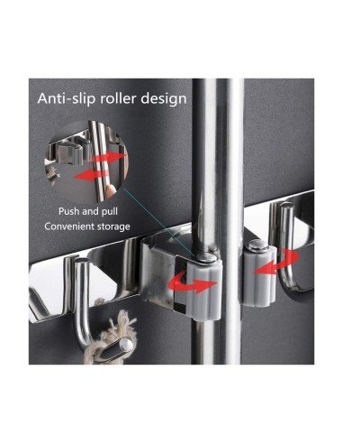 ⭐ Soporte Organizador Escobas Acero Inoxidable Multiusos