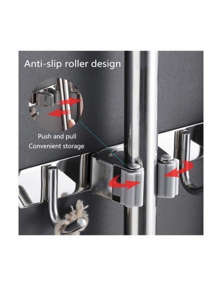 ⭐ Soporte Organizador Escobas Acero Inoxidable Multiusos ⭐ Soporte Organizador Escobas Acero Inoxidable Multiusos