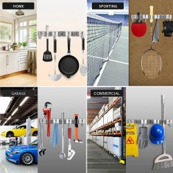 ⭐ Soporte Organizador Escobas Acero Inoxidable Multiusos