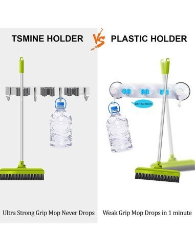 ⭐ Soporte Organizador Escobas Acero Inoxidable Multiusos