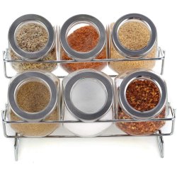⭐ Especiero Condimentos Spice Rack De 6 Piezas Con Tapas Pop-up