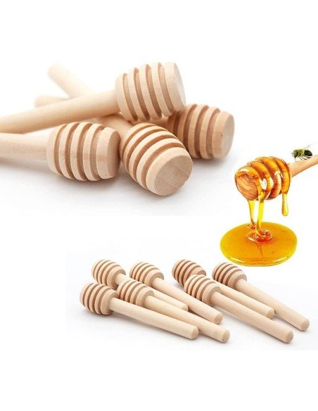 ⭐ Setx12 Palitos Mieleros Cuchara Madera cortar miel 8cm