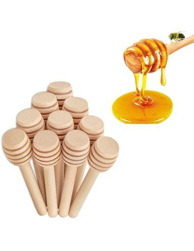 ⭐ Setx12 Palitos Mieleros Cuchara Madera cortar miel 8cm
