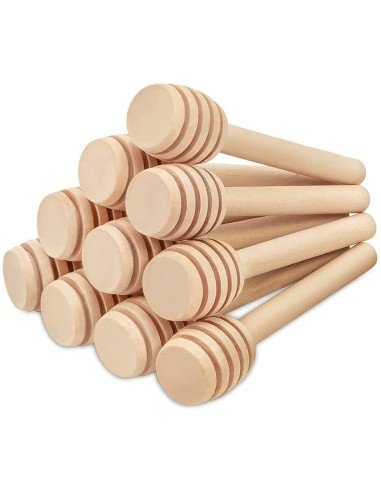⭐ Setx12 Palitos Mieleros Cuchara Madera cortar miel 8cm