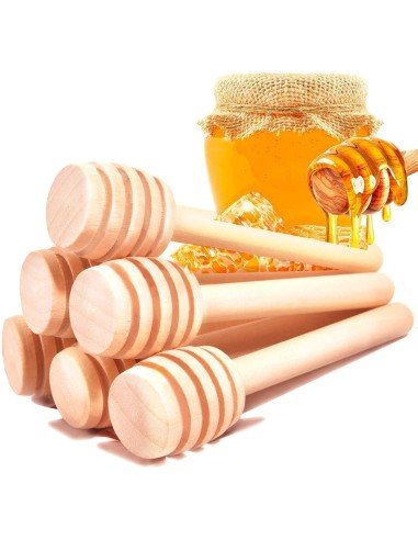 ⭐ Setx12 Palitos Mieleros Cuchara Madera cortar miel 8cm