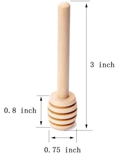 ⭐ Setx12 Palitos Mieleros Cuchara Madera cortar miel 8cm