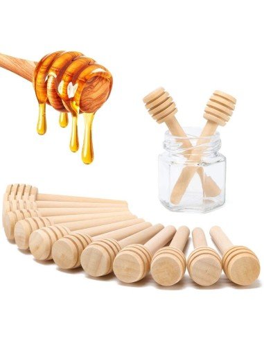 ⭐ Setx12 Palitos Mieleros Cuchara Madera cortar miel 8cm