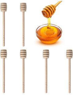 ⭐ Setx6 Palitos Mieleros Cuchara Madera cortar miel 15cm 2