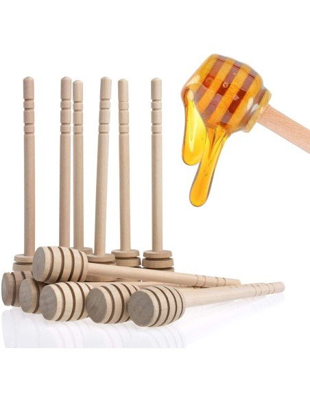 ⭐ Setx6 Palitos Mieleros Cuchara Madera cortar miel 15cm