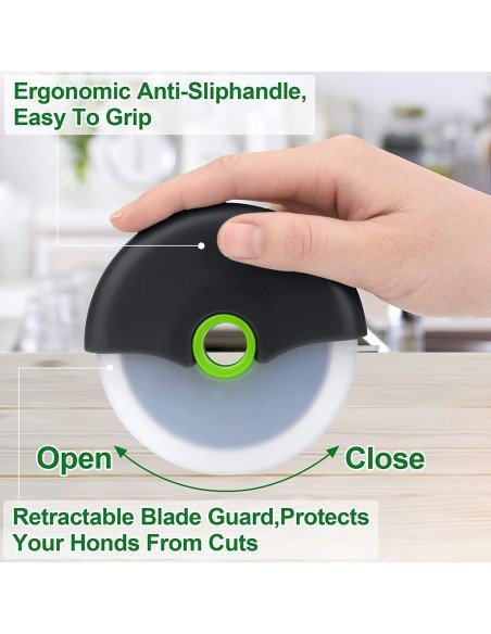 ⭐ Cortador Circular de Pizza en Rueda de corte, corta y porciona fácil