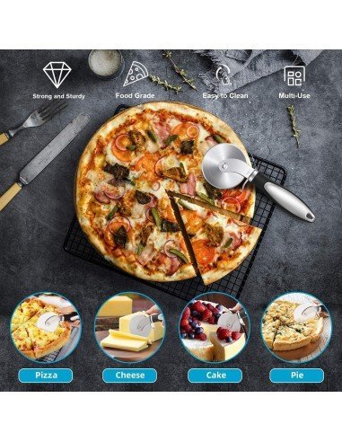 ⭐ Cortador Circular de Pizza en acero Inoxidable, corta y porciona fácil