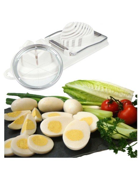 ⭐ Rebanador Egg Slicer Cortador de Huevo Duro 2 en 1 Rodajas y Porciones
