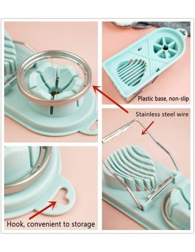 ⭐ Rebanador Egg Slicer Cortador de Huevo Duro 2 en 1 Rodajas y Porciones