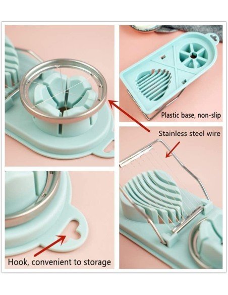 ⭐ Rebanador Egg Slicer Cortador de Huevo Duro 2 en 1 Rodajas y Porciones