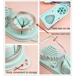 ⭐ Rebanador Egg Slicer Cortador de Huevo Duro 2 en 1 Rodajas y Porciones