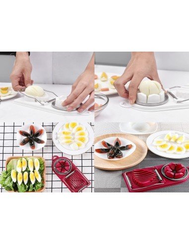 ⭐ Rebanador Egg Slicer Cortador de Huevo Duro 2 en 1 Rodajas y Porciones