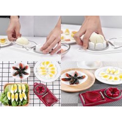 ⭐ Rebanador Egg Slicer Cortador de Huevo Duro 2 en 1 Rodajas y Porciones