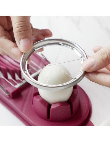 ⭐ Rebanador Egg Slicer Cortador de Huevo Duro 2 en 1 Rodajas y Porciones