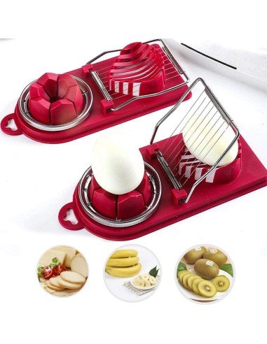 ⭐ Rebanador Egg Slicer Cortador de Huevo Duro 2 en 1 Rodajas y Porciones