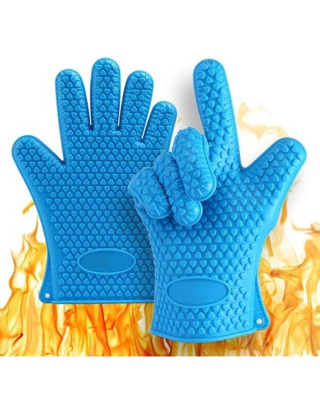 Guantes de Silicona BBQ Termo Resistente Calor Horno Guantes de Silicona BBQ Termo Resistente Calor Horno